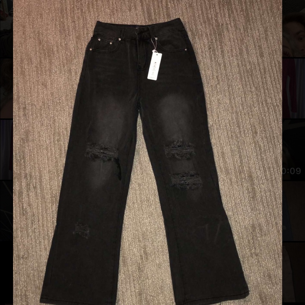 Black denim straight jean